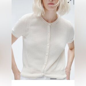 NWT Rag & Bone Dina classic crew neck cardigan in cream sz L